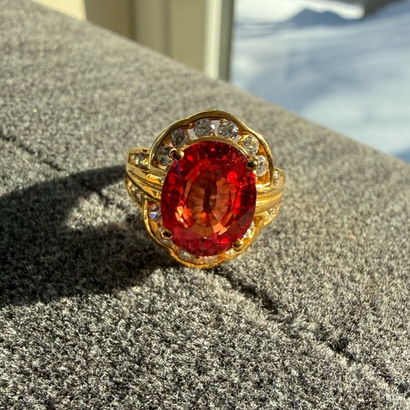 3/$100 Sunset Orange Sapphire Ring size 6.5 - Picture 2 of 5